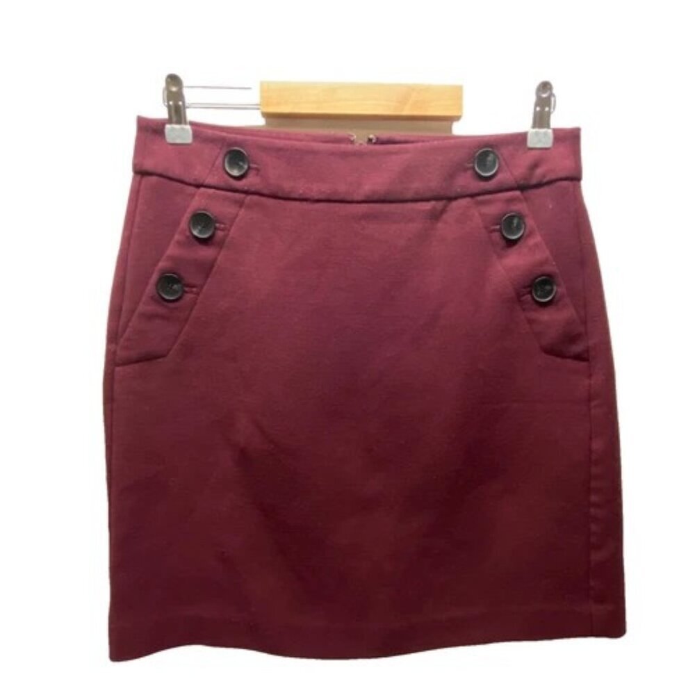Ann Taylor Factory Skirt Women's 4 Maroon A-Line Pencil‎ Office Career Wear GUC